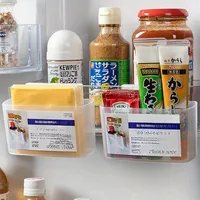 Conteneur de rangement pour réfrigérateur avec clip, organisateur de réfrigérateur en plastique transparent pour tranches de fromage, sachets de condiments, supports pour garde-manger 5