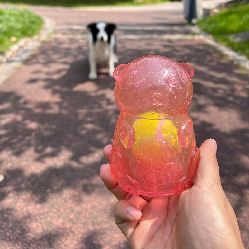 Dog Chewing Toy Tennis Ball Bear Toy Squeak Pet Toy Fun Puppy Sounding Toy Pet Bite Resistant Molar Toy Pet Supplies 4