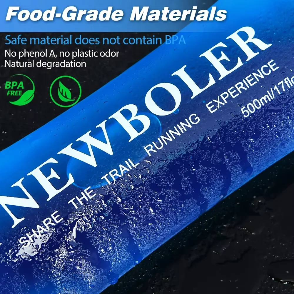 NEWBOLER 접이식 부드러운 물 플라스크 TPU 대형 구경 부드러운 물병 야외 스포츠 하이킹 캠핑 러닝 휴대용 물 가방
