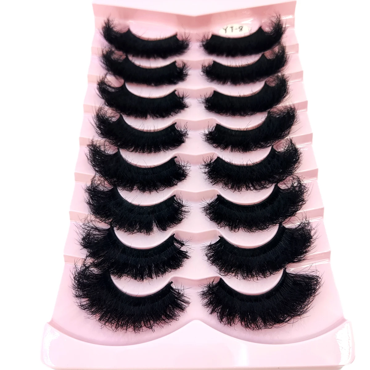 HBZGTLAD 5/8 Pairs of Natural Russian Striped Mink Lashes 3D False Lashes Volume Wavy False Lashes Eyelash Extensions Makeup