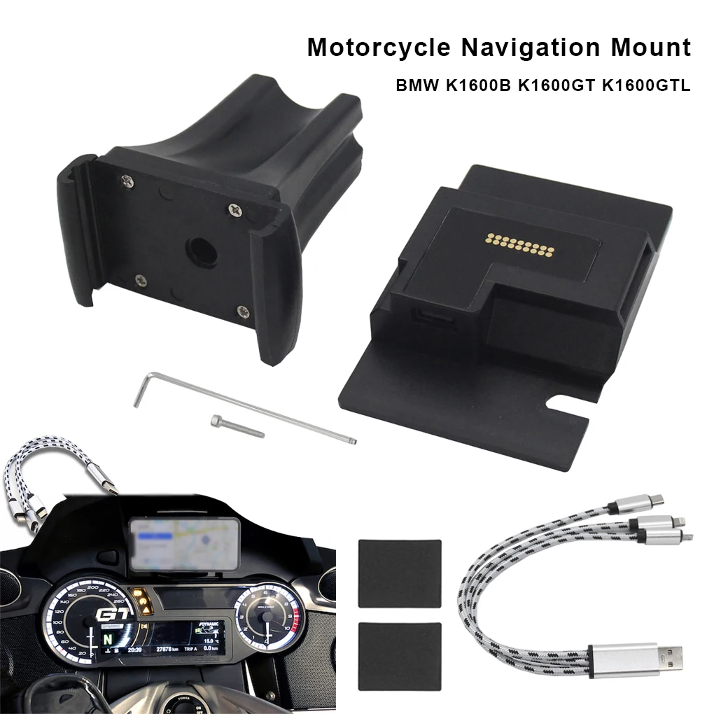 Black Motorcycle Navigation Mobile Phone Mount Bracket For BMW K1600B K1600GT K1600GTL Motorcycle Phone Navigation Bracket 2005 2017 for bmw r 1200 gs r 1200gs adventure motorcycle navigation bracket mobile phone gps plate bracket support phone holder