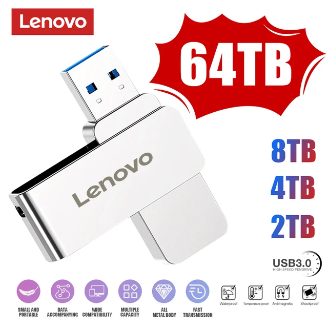 Lenovo-clé Usb 100% De Grande Capacité Pour Ordinateur Portable Et  Tablette, Super Petite Clé Usb, 64 To, 32 To, 16 To, 4 To, 2 To, 3.0 - Usb  Récepteur Adaptateur - AliExpress