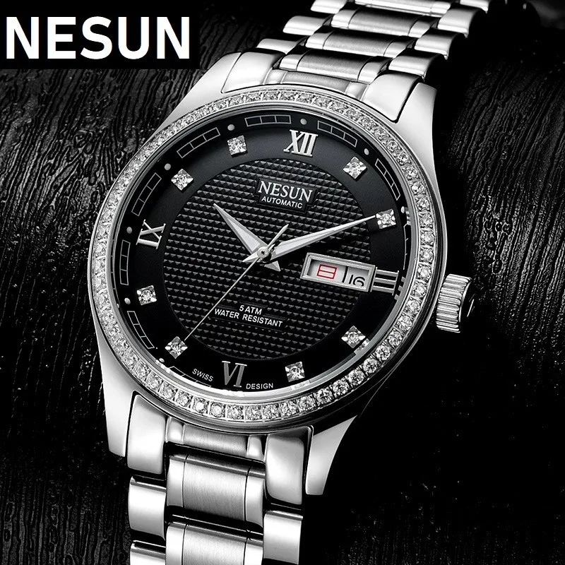 

Nesun For Men Watch Mechanical Wristwatch Stainless Steel Coated Glass Business Calendar Reloj Hombre Relogio Mecanico Zegarek