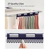 SONGMICS Clothes Drying Rack, Foldable 2-Level Laundry Drying Rack, Free-Standing Large, with Height-Adjustable Wings,Sock Clips 4