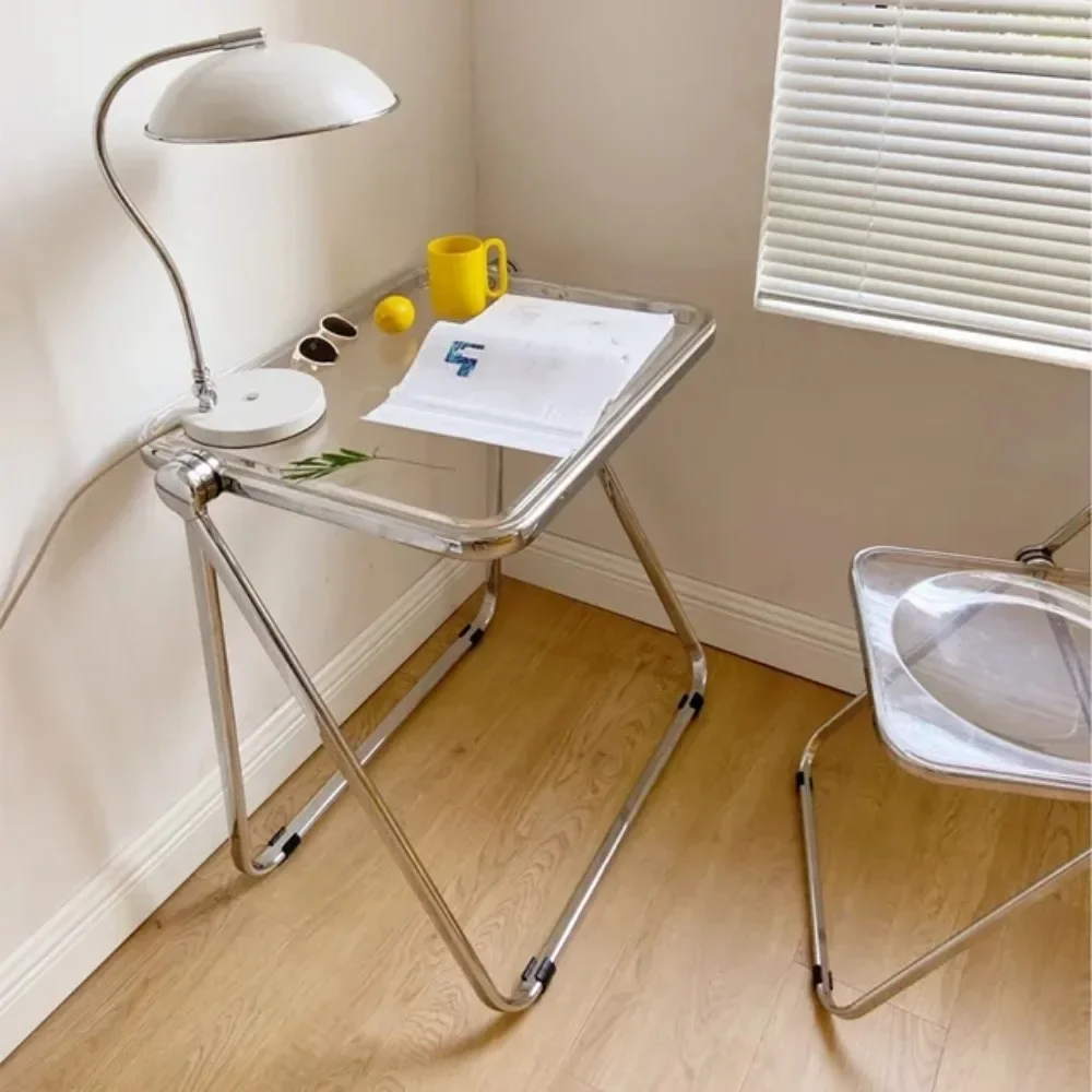 Acrylic Folding Desk Portable Small Table Study Desk Balcony Computer Table Mini Bedroom Bed Side Furniture Living Room