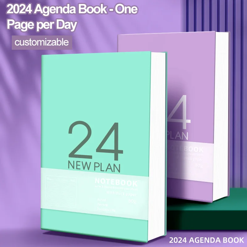 

2024 A5 English 360 Page Calendar Time Management 365 Day Yearly Daily Weekly Agenda Book Full English Kawaii School Stationery