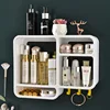 Wall-mounted Cosmetic Storage Box Free Punching Dust-proof Bathroom Wall Rack Makeup Organizer Lipstick Skincare Containers 1