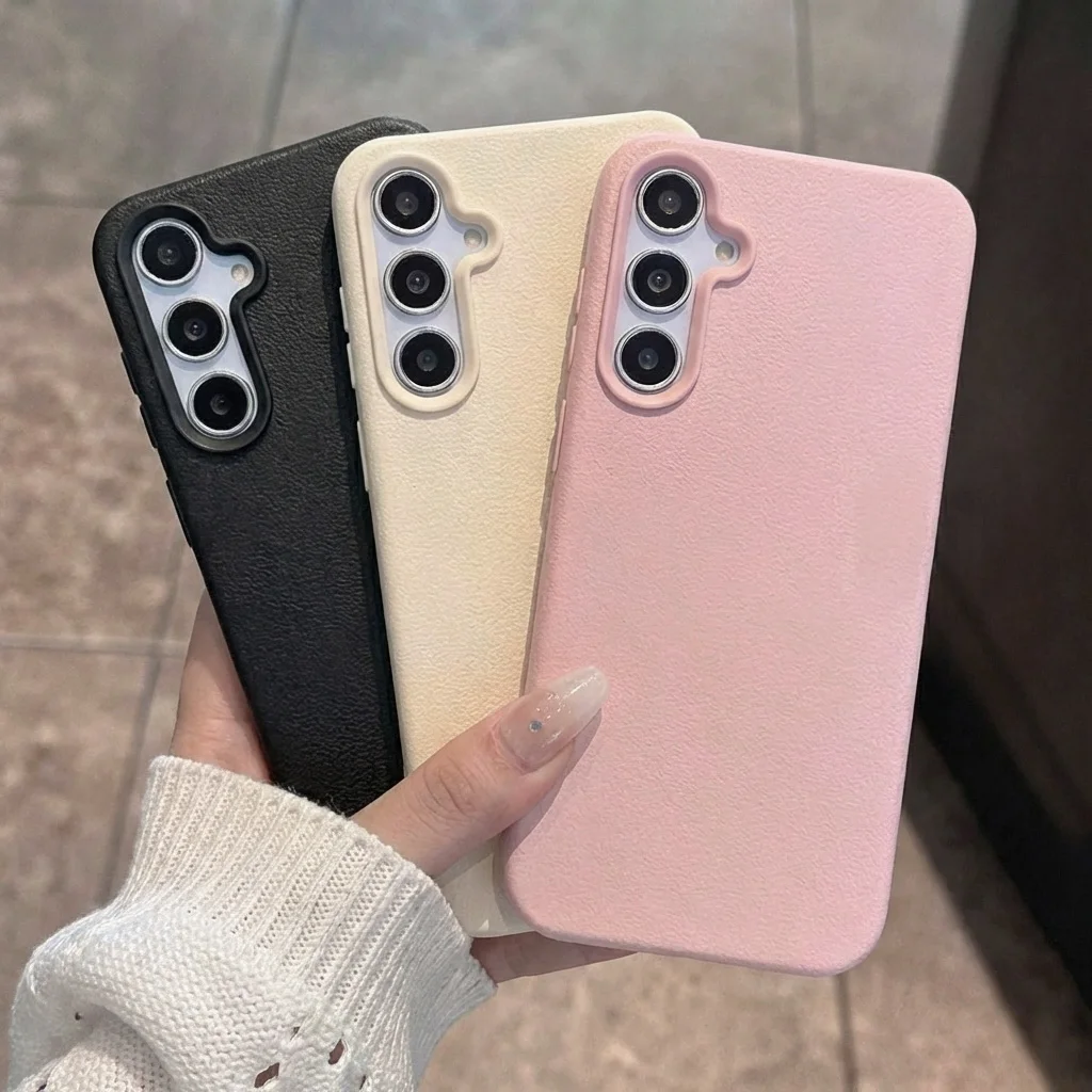 Matte Solid Color Leather Shockproof Phone Case - Soft Protective Cover