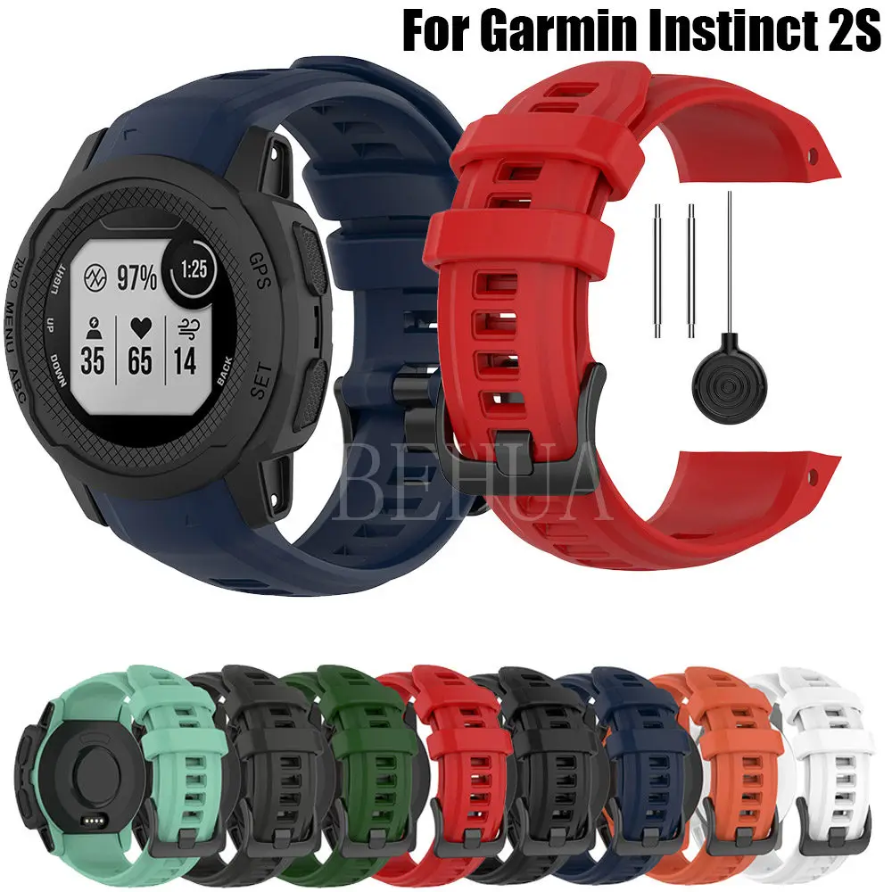 

WatchBand For Garmin Instinct 2S WatchStrap Wristband Bracelet Durable Silicone Fashion black buckl Smart Wriststrap Accessories