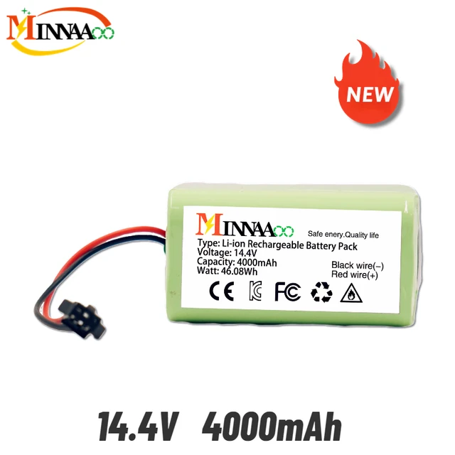 14.4V 2600mAh Li-ion Battery for Conga Excellence 990 1090 1790 1990  Ecovacs Deebot N79 N79S DN622, Eufy Robovac 30 35C