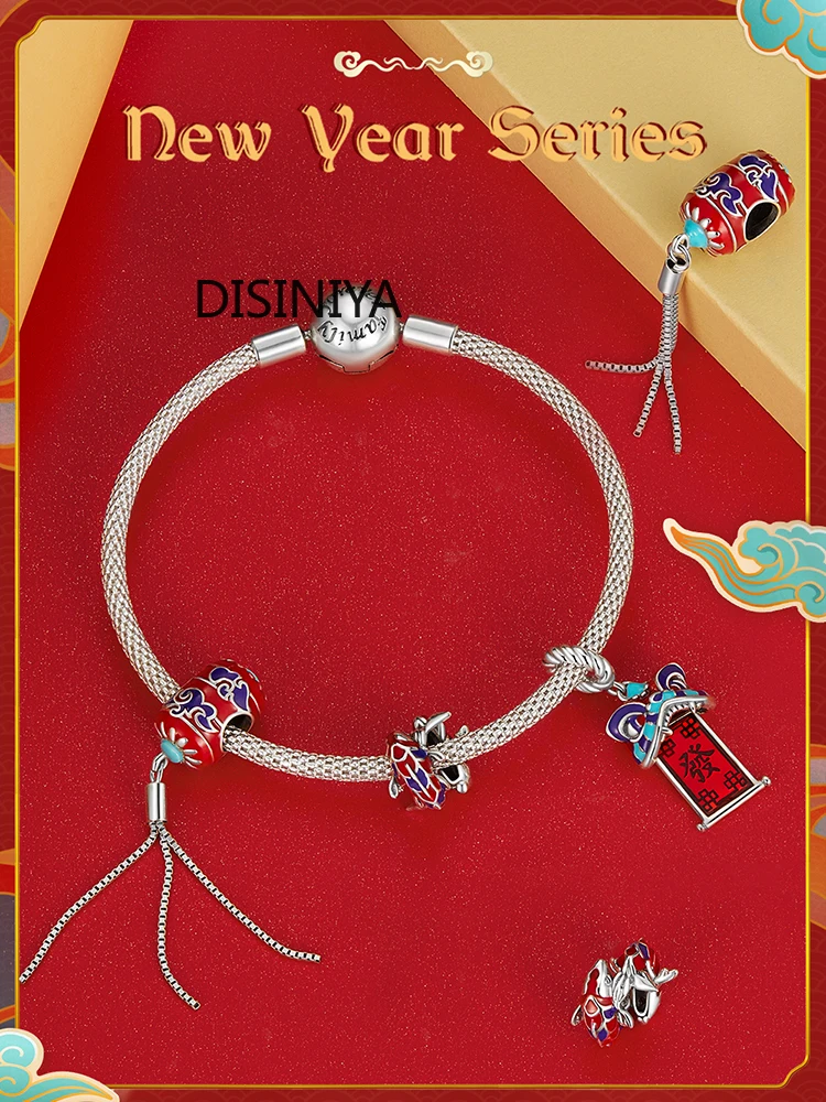 Hoop earrings Silver earrings Silver hoop earrings 925 Sterling Silver Red Enamel Lucky Carp Ear Buckles Lucky Fish Hoop Earrings for Women New Year Gift Fine Jewelry