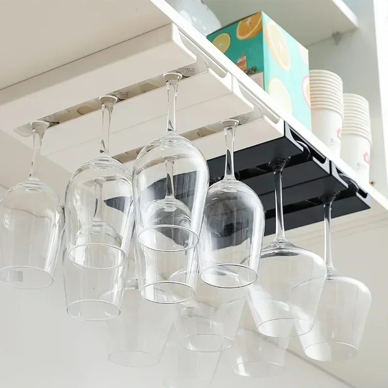 Bar Wine Glass Rack Non-drilled Cup Holder In Kitchen and Dining Room Upside-down Rack For Household Wine Glasses wine glass rack