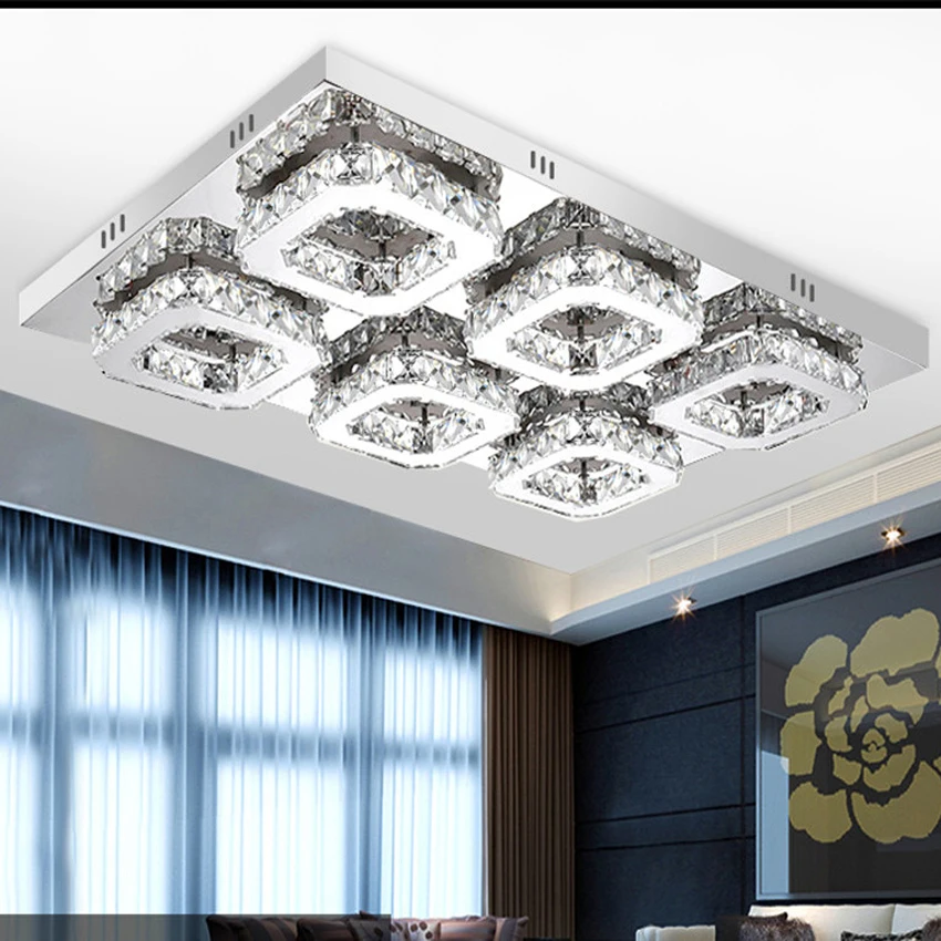 

Modern Rectangle Bedroom Led Light Crystal Lamp Ceiling Lamp Light Balcony White Light (5500-7000K) LED Ceiling Lights