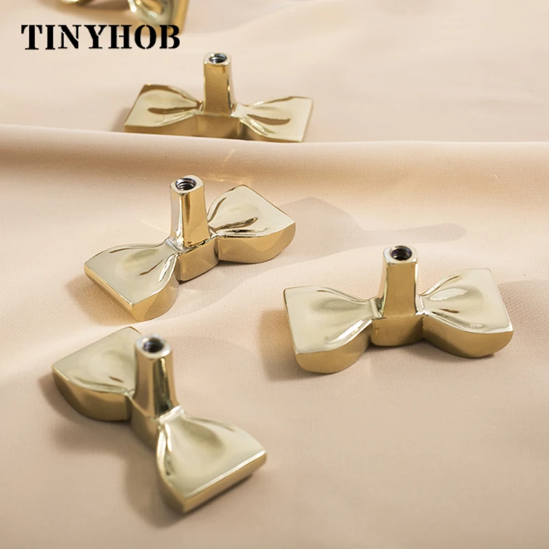 MorningRo 8 Pcs Gold Bow Drawer Knobs Matel Bow Knobs For Dresser Vintage Dresser Handles Pulls - View #2