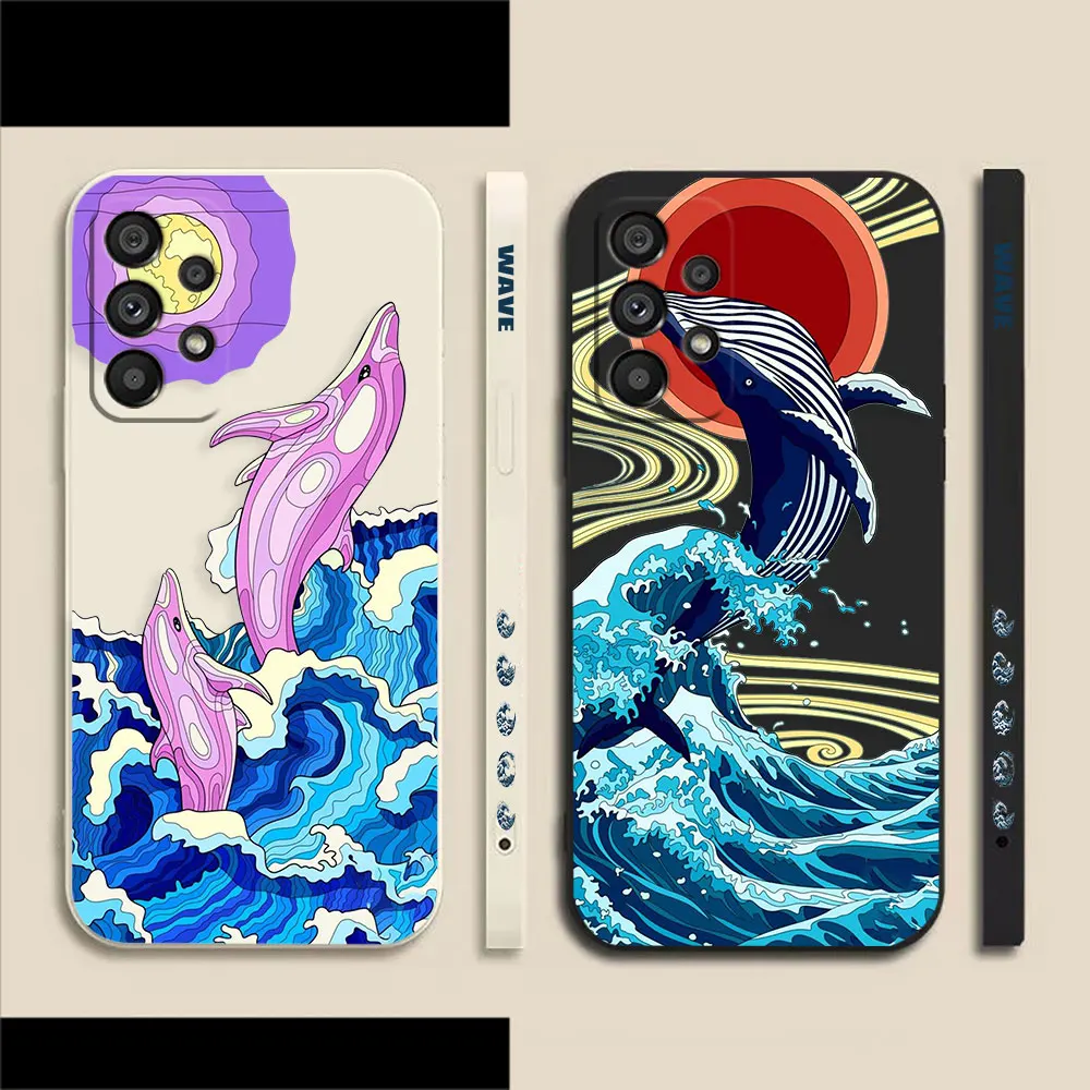 

Sea Wave Dolphin Whale Phone Case For Samsung A91 A14 A73 A72 A71 A53 A52 A51 A42 A33 A32 A23 A22 A21S A22S 4G 5G Case Fundas