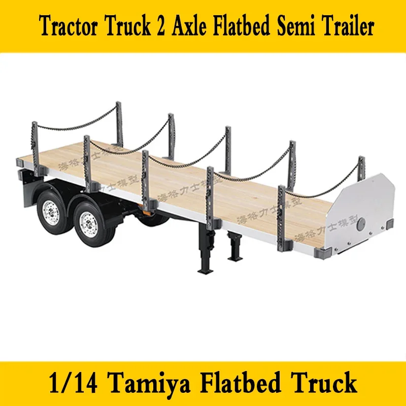 

2 Axle Flatbed Truck Trailer for 1/14 Tamiya RC Truck Car SCANIA R730 R470 VOLVO FH12 FH16 ACTROS 3363 1851 AROCS MAN TGX Diy