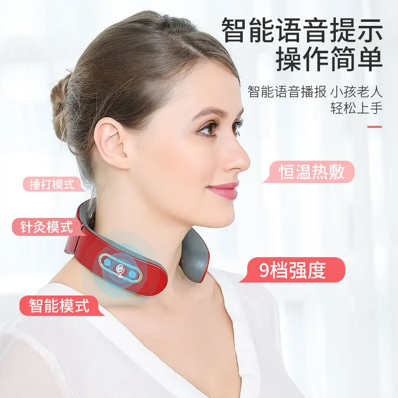 

Electric Neck Shoulder Pulse Massager Kneading 4 Head TENS Magnetic Pulse Heating Cervical Vertebra Relax Pain Relief Massage