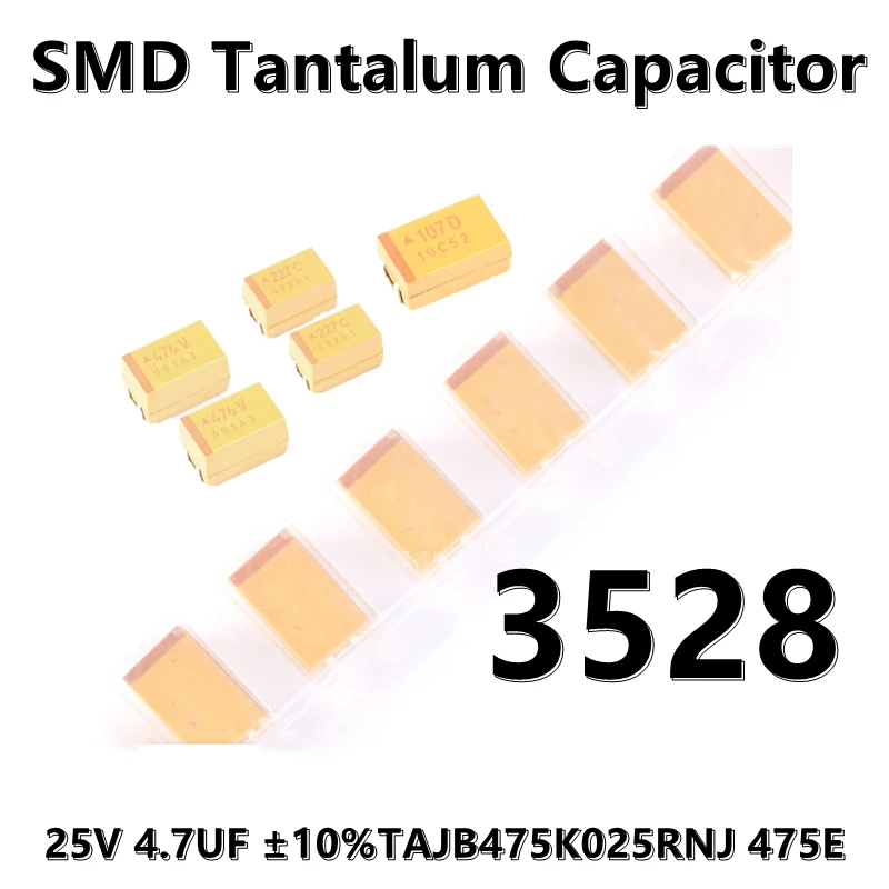 

(5 шт.) 3528 (тип B), 25 в, 4,7 мкФ ± 10%, тайб475k025rnj 475E 1210 SMD Танталовый конденсатор