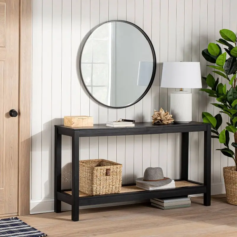 

Bathroom Mirror - Black 34" Round Decorative Wall Mirror