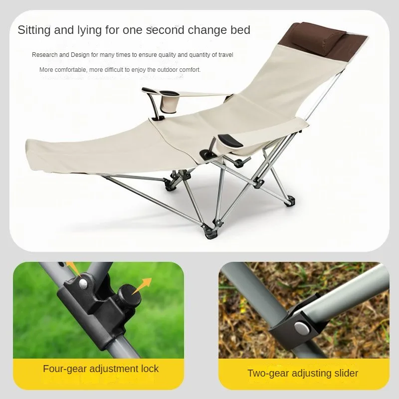 Outdoor Folding Chair, Lunch Break, Naps, Lounge Chairs, Portable, Fishing, Beach, Camping, Backrest