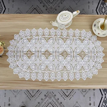 Lace Oval cotton flower embroidery Table flag Runner cloth cover tablecloth Christmas Wedding Table decoration and accessories