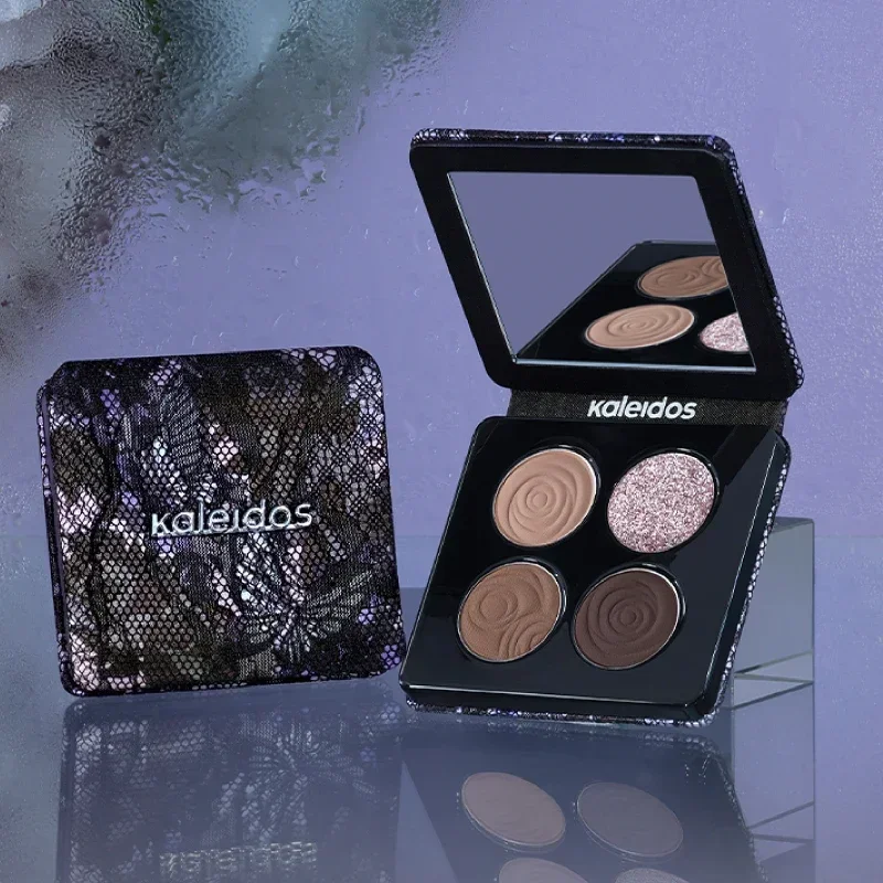 Kaleidos Smoked Lace 4 Color Eyeshadow Palette Black Jasmine Cold Brown Versatile Earth Tone Pearlescent Matte Eyeshadow Palette