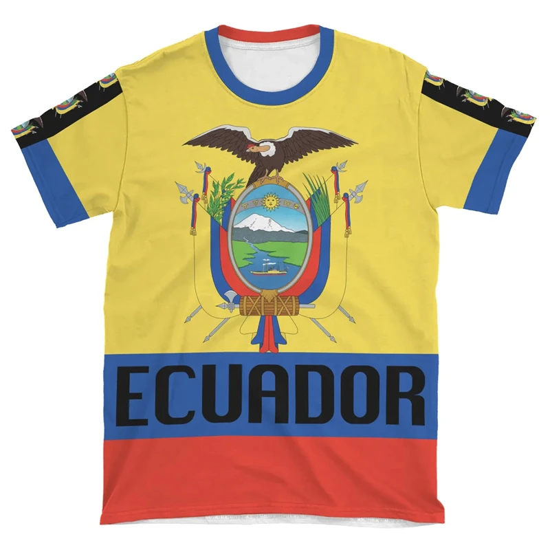 Ecuador fotbollströja med flagga 3d tryckt ventilerande_voghion.com