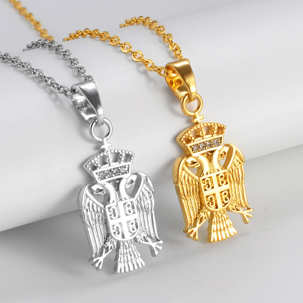 Anniyoc Republik Serbien Adler Anhänger Halsketten für Frauen Mädchen  Srbija Schmuck Serbisch Mit Strass #314506 - AliExpress | Silberketten