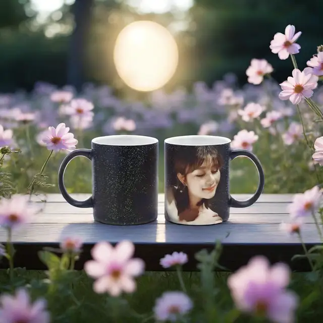 Tasse à couleur changeante en céramique noire, tasse magique à couleur changeante, personnalisez votre photo sur une tasse à thé, une tasse à café, un meilleur cadeau pour un ami 1