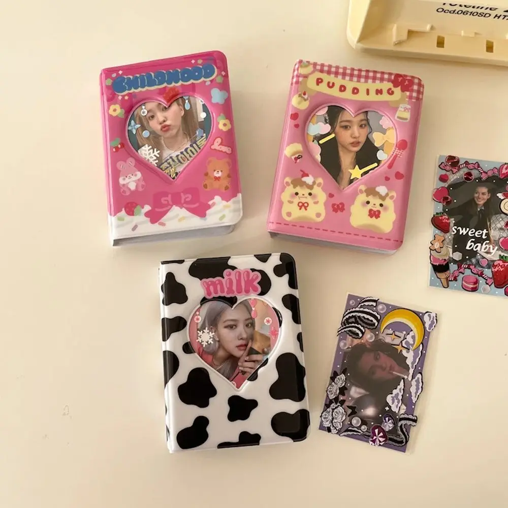 Cute Kawaii Love Heart Hollow ID Holder Card Stock Binders Albums Name Card Book Photocard Holder Photo Album Kpop Binder