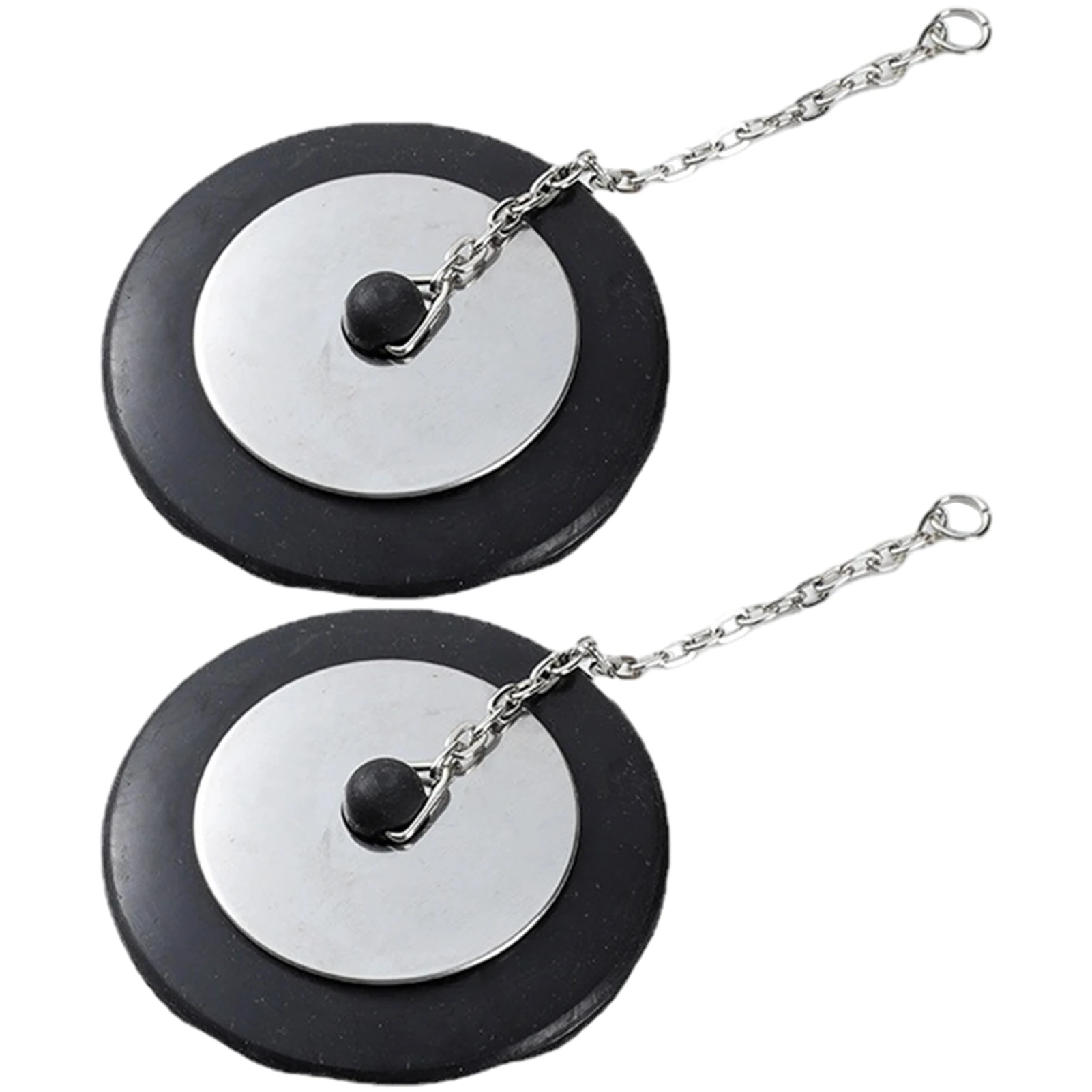 

2pcs Replacement Leakproof Home With Chain Sink Plug Rubber Bathtub Stopper 5cm Easy Lift Universal Bathroom Kitchen Durable