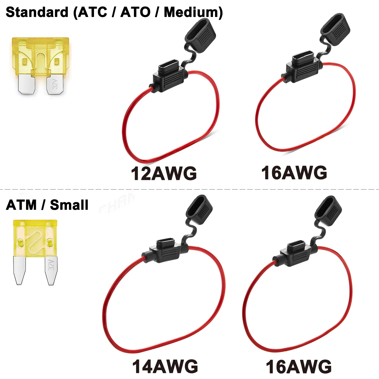 Auto Car Fuse Holder Block Tap 12 14 16 AWG 20 30 40 Amp 12V 32V Wire Connector fuse holder fuse box holder