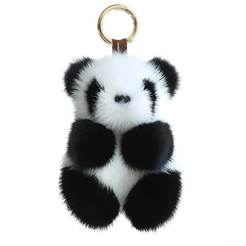 

Ornaments Cute Imitation Mink Fur Panda Car Keychain Small Panda Plush Doll Women Bag