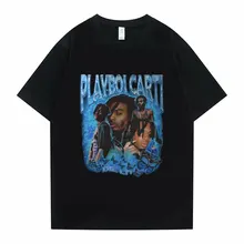 

Playboi Carti Portrait Graphic Aesthetics T-shirt Tupac 2pac Rap Tee Shirt Men Women Korean Trend T Shirts Men's Cool Streetwear