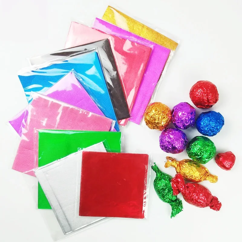 15*15cm 300pcs,Nine colors chocolate wrapping tin foil covered