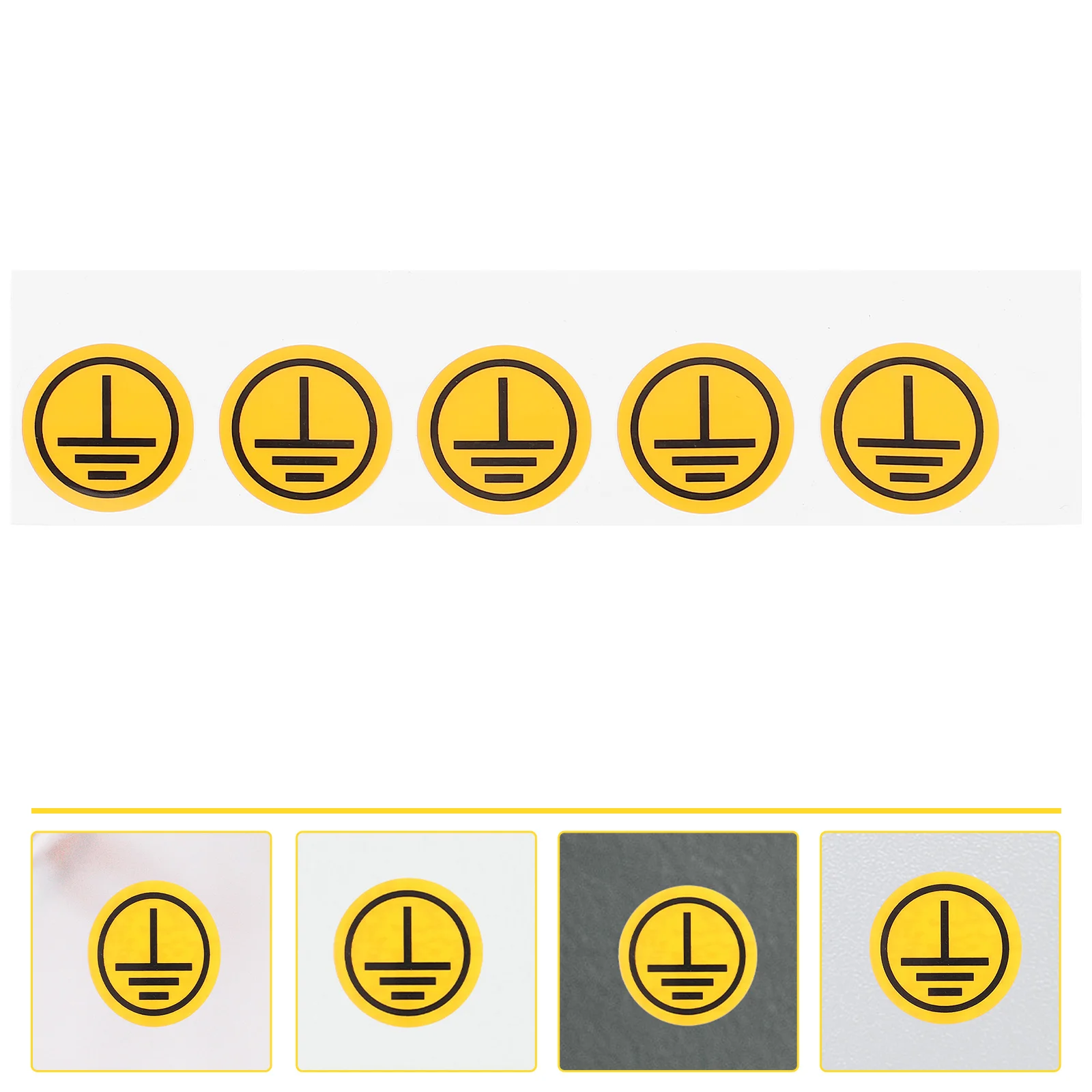 Warning Stickers Safety Signs Electric Panel Labels Ground Symbol Stickers Protective Earth Connection Roadway Safety 5Pcs