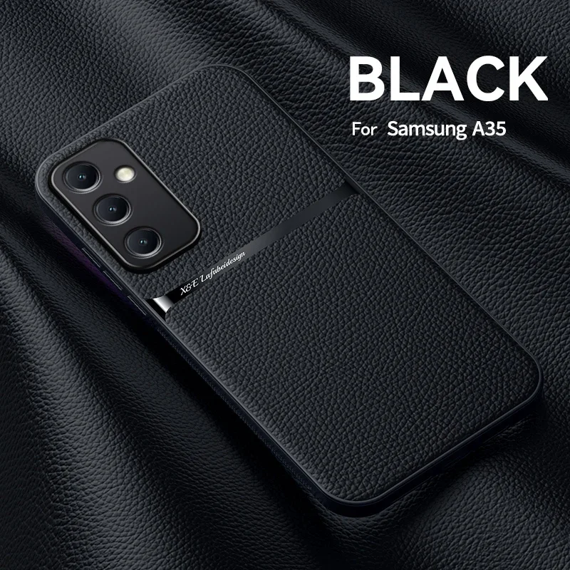 Luxury Magnetic Leather Car Holder Shockproof Soft Back Phone Case