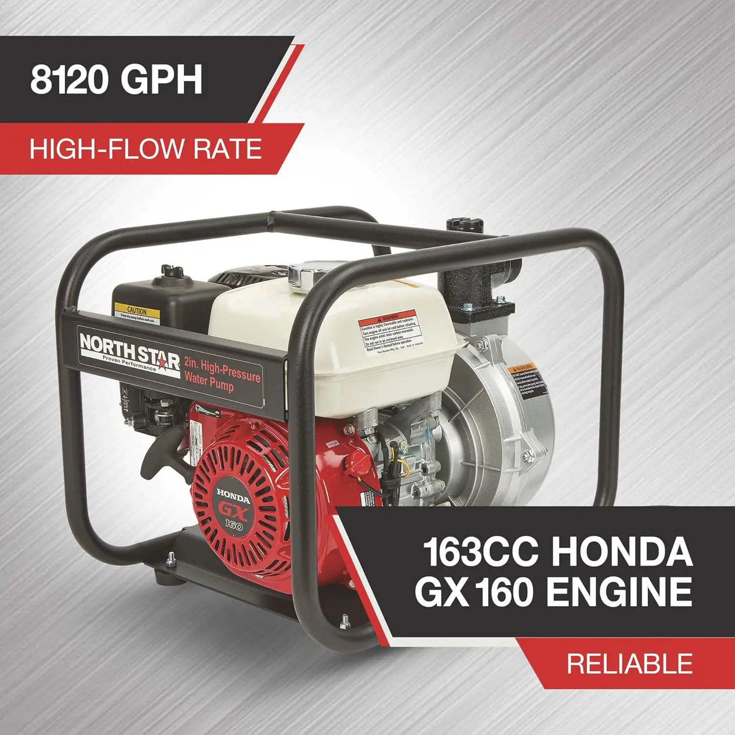 High-Press Water Pump 2in Ports 94 PSI Honda Eng Designed To Push Water Long Distances or To Great Heights