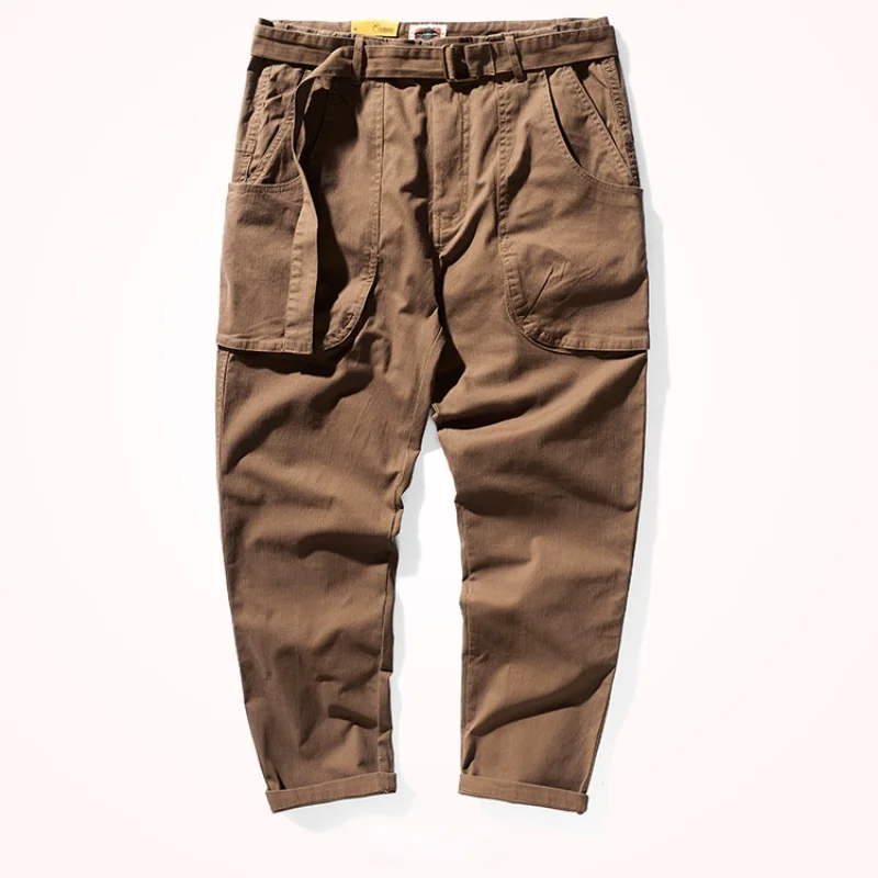 

Men Overalls American 's Casual Fashionable Stretch Worn Looking Washed-out Baggy Straight Trousers