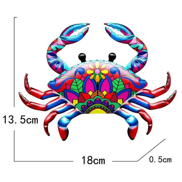 Ornement de crabe en métal suspendu au mur, artisanat de jardin, Art en fer, Sculpture, décoration de la maison, porche de cour intérieure et extérieure 5