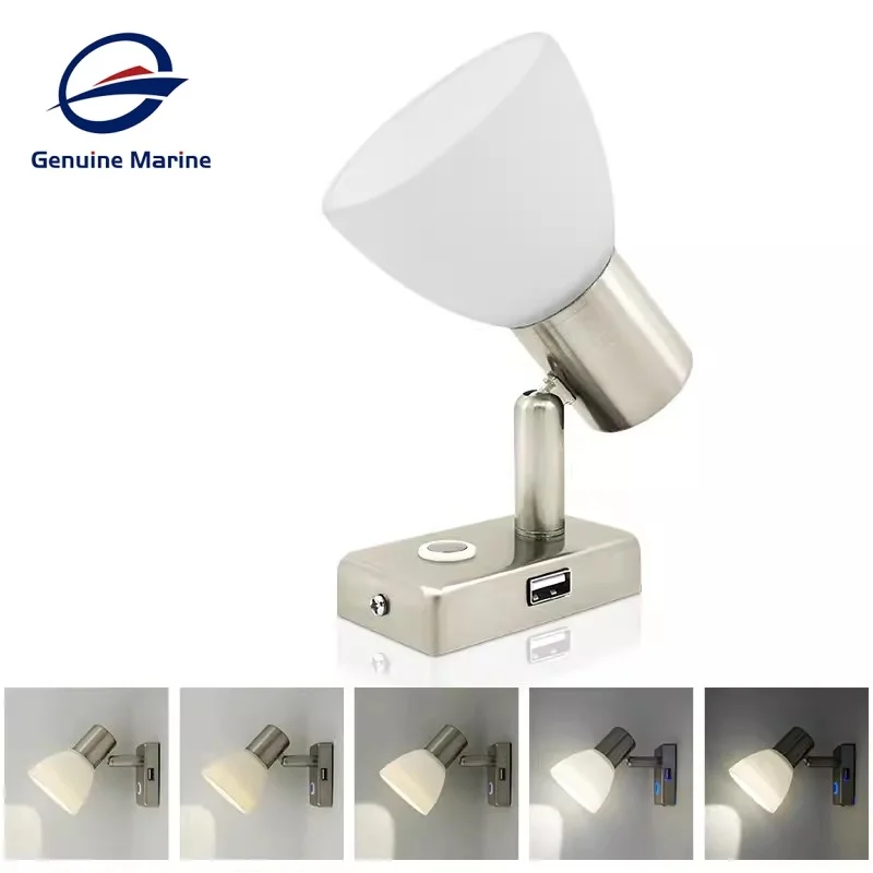 LED Reading Light RV Interior Caravan Trailer Boat Camper Van Yacht Lamps 2W Touch Switch 2800-3200K 10-30VDC Warm White Add USB