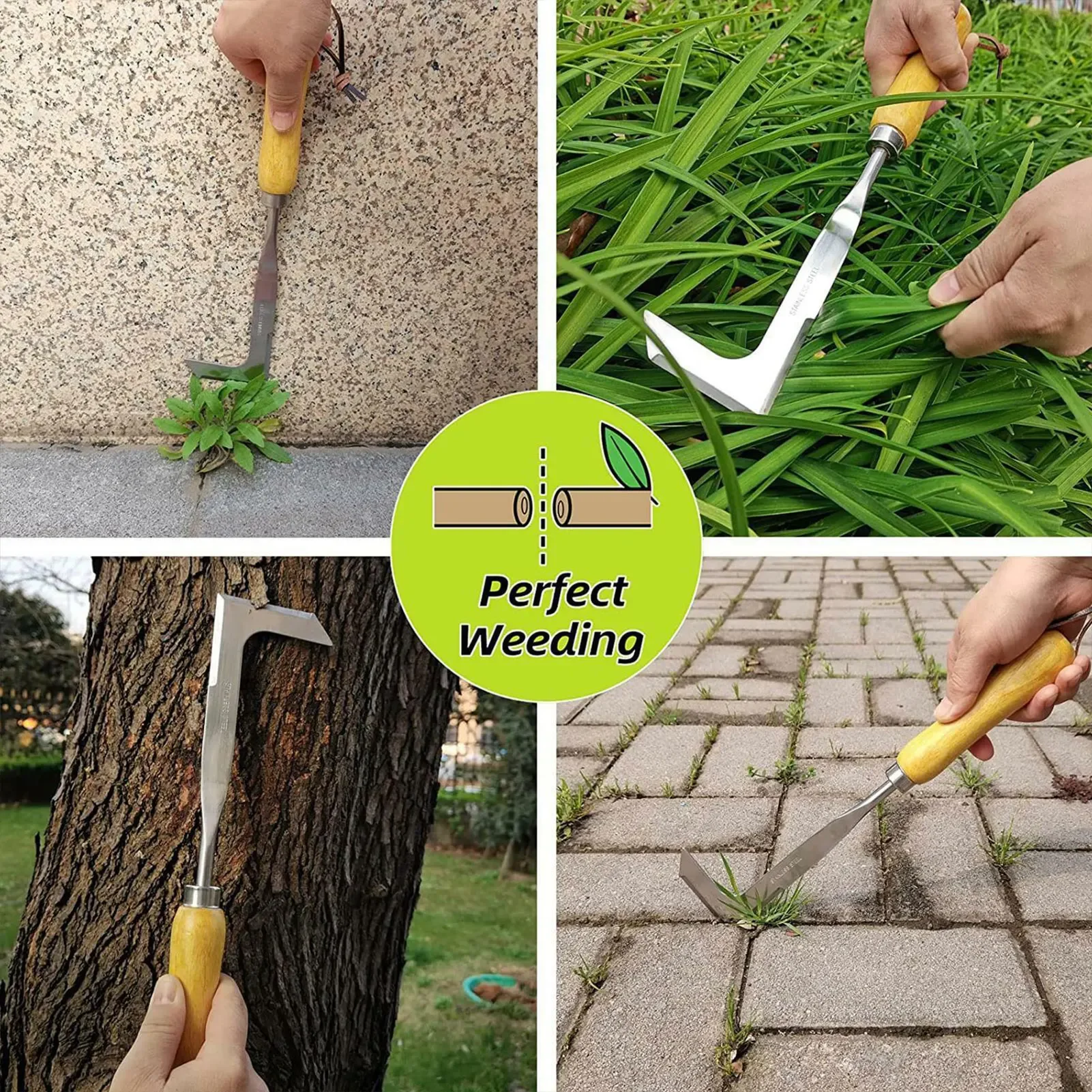 L Shaped Hand Crevice Weeder Root Remover Tool Outdoor Weeder Portable Weed Puller Handled Manual Stainless Steel Garden Tool