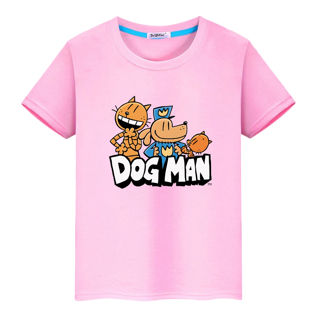 Dog Man Print t shirt for kids boy 10years Kawaii 100%Cotton Short Tops Anime Tees pride tshirt y2k one piece kids clothes girls 5