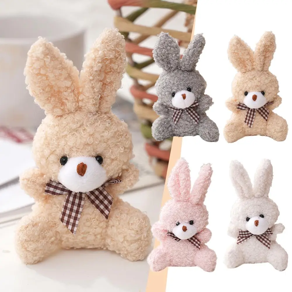 

10cm Soft Stuffed rabbit Plush Toys Mini Bow-tie sitting bunny Dolls Small Gift for Party Wedding Keychain Pendant Teddy Do V5P5