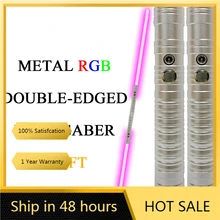 

Double-edged Laser Sword RGB Color Changing Lightsaber Two In One Switchable Light Saber Metal Hilt Cosplay Sound Blaster Toy