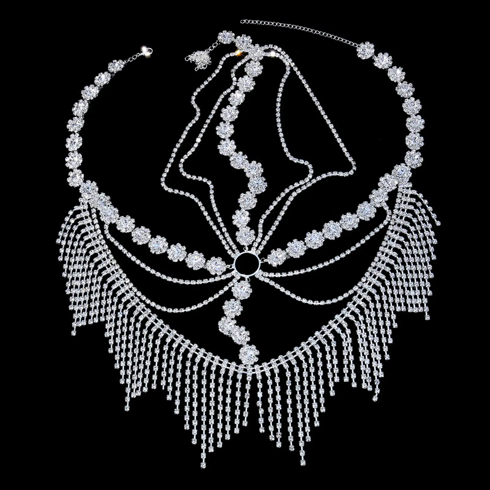 Womens Chain Tassel Jewelry Rhinestone Mask Headwear Chain Cosplay Masquerade Dance Party Supplies