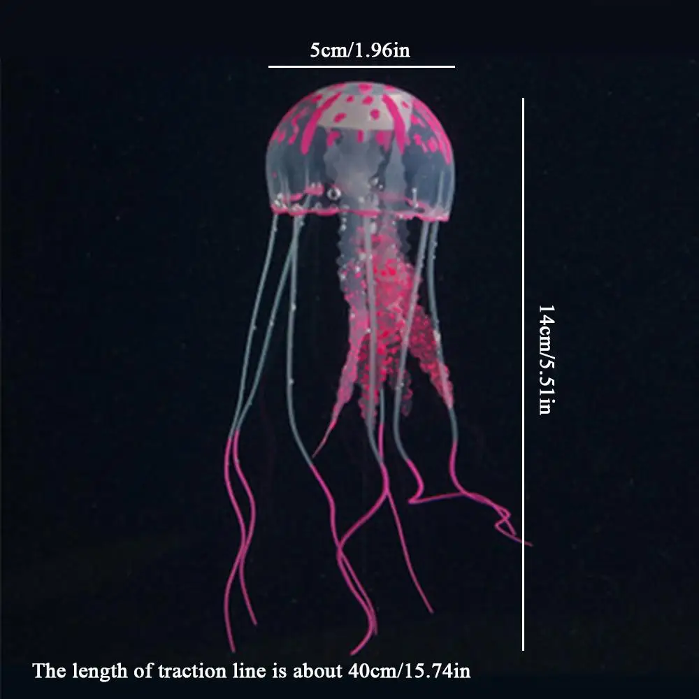 Fluorescent Small Aquatic Landscape Floating Jellyfish Aquarium Decoration Tank Ornament Simulation Jellyfish Silicone Software fish tank decorations aquarium ornaments