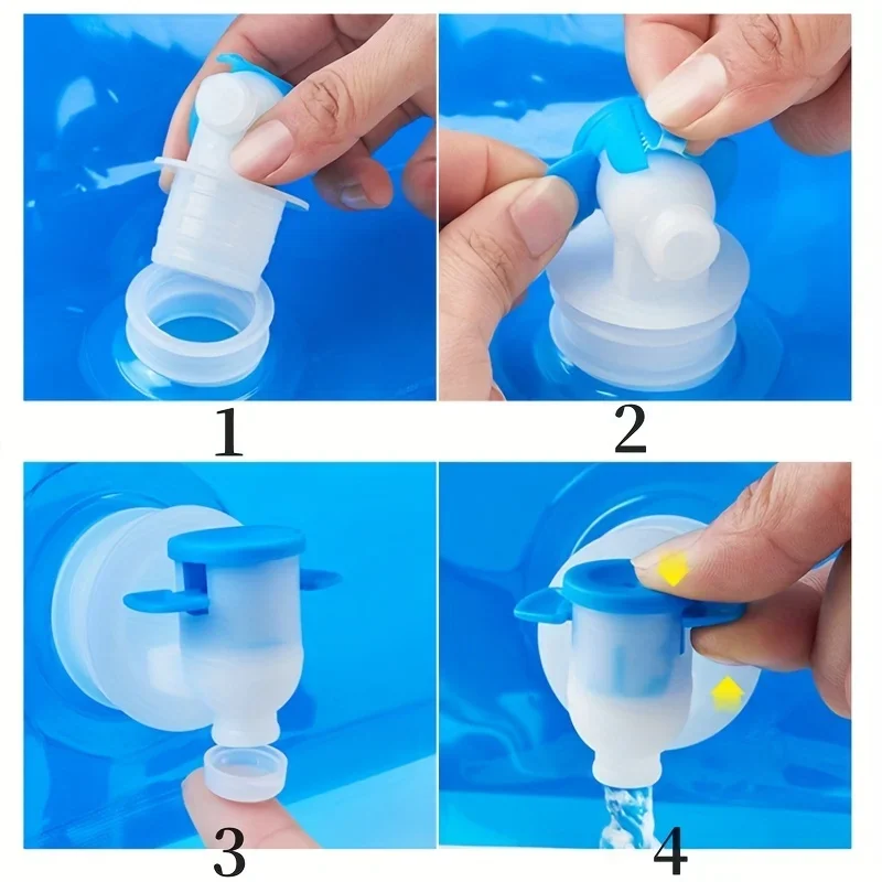Description Picture 5 of item1pc Portable Leak-Proof Large-Capacity Folding Outdoor Water Bag With Faucet And Plastic Bucket For Mountaineering And Camping