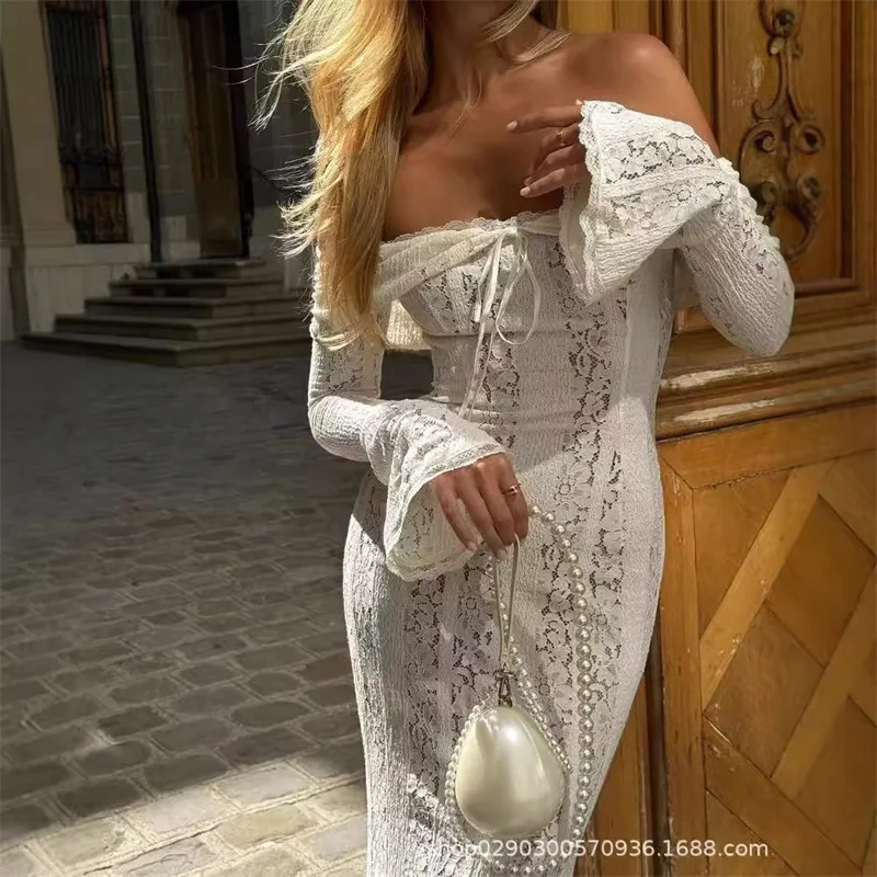 Women Prom Dresses White Princess Women's Prom Dress Off Shoulder Full Sleeves Formal Casual Daily Birthday Long Party Gown Skirt