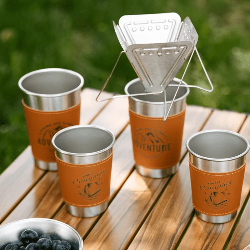 Outdoor 304 Stainless Steel Water Mug Portable Camping Mug Picnic Gear Barbecue Beer Mug Travel Coffee Mug, Camping Equipment